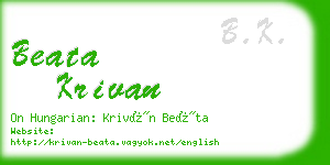 beata krivan business card